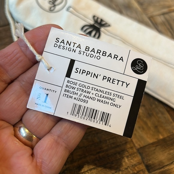 Sippin’ Pretty Rose Gold Stainless Steel Bow Straw with Cleaning Brush NWT - Picture 3 of 6